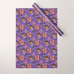Trippy mushrooms and stars - purple Wrapping Paper Gallery Image 1