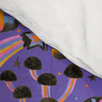 Trippy mushrooms and stars - purple Comforter Gallery Image 4