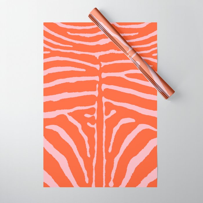 Zebra Orange and Pink 241 Wrapping Paper Gallery Image 1