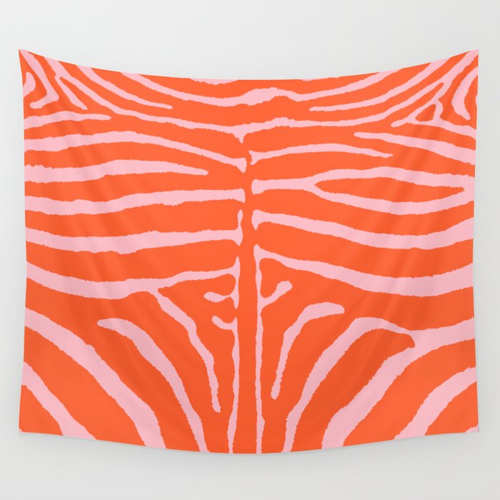 Zebra Orange and Pink 241 Wall Tapestry Gallery Image 1