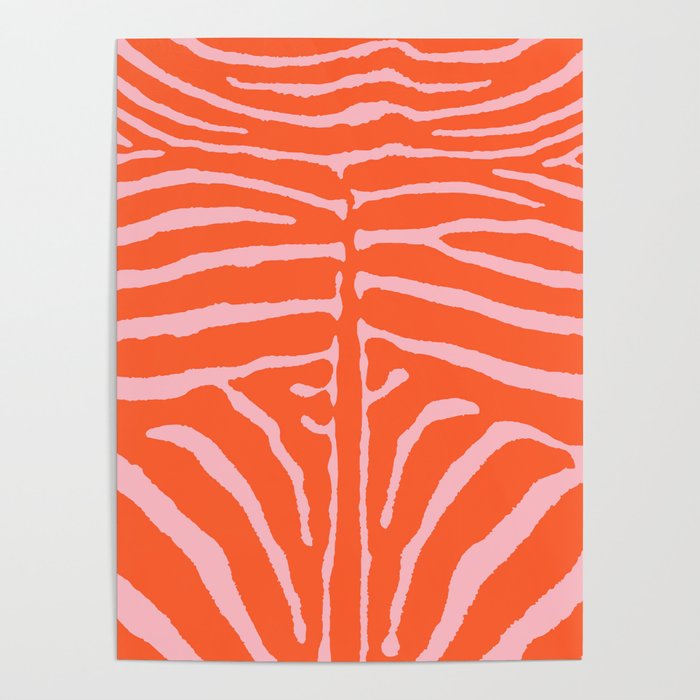 Zebra Orange and Pink 241 Poster Gallery Image 1