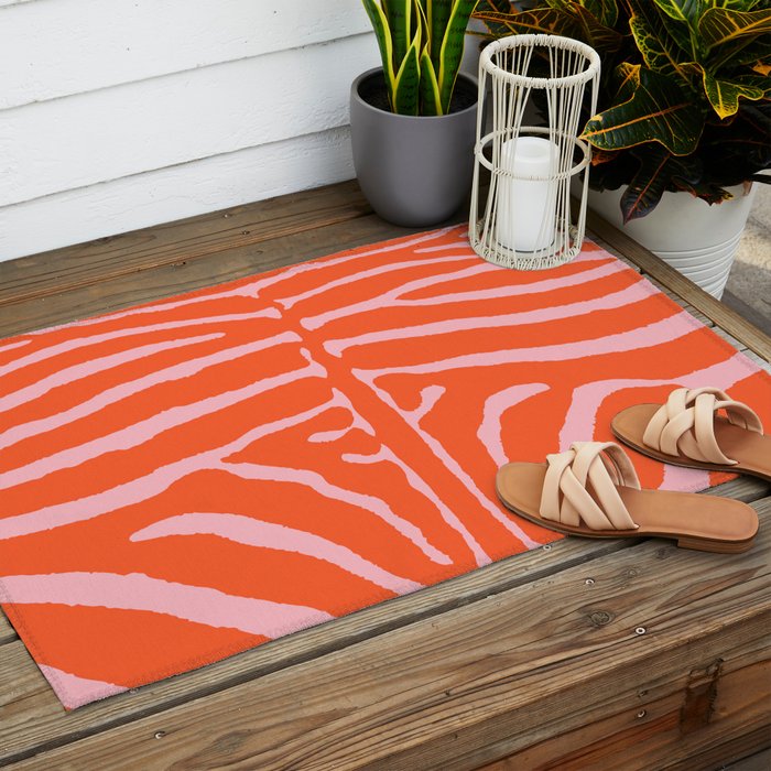 Zebra Orange and Pink 241 Outdoor Rug Gallery Image 2