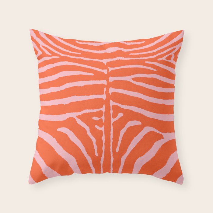 Zebra Orange and Pink 241 Throw Pillow Gallery Image 1