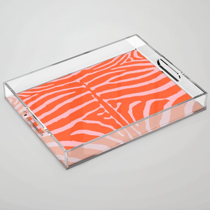 Zebra Orange and Pink 241 Acrylic Tray Gallery Image 1