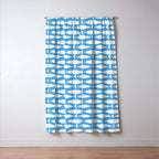 Coastal Fish Pattern in Bold Blue and White Window Curtain Gallery Image 3