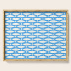 Coastal Fish Pattern in Bold Blue and White Serving Tray Gallery Image 1
