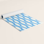 Coastal Fish Pattern in Bold Blue and White Yoga Mat Gallery Image 2