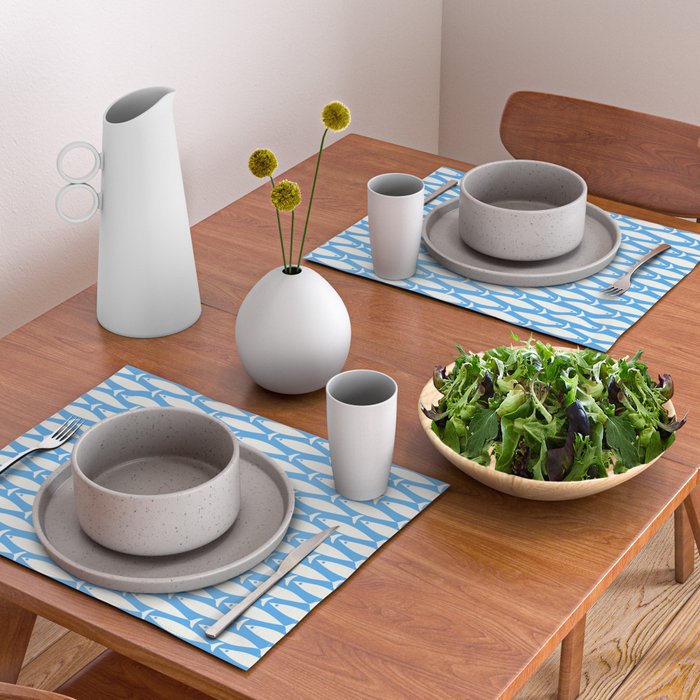 Coastal Fish Pattern in Bold Blue and White Placemat Gallery Image 2
