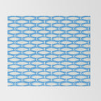 Coastal Fish Pattern in Bold Blue and White Throw Blanket Gallery Image 2