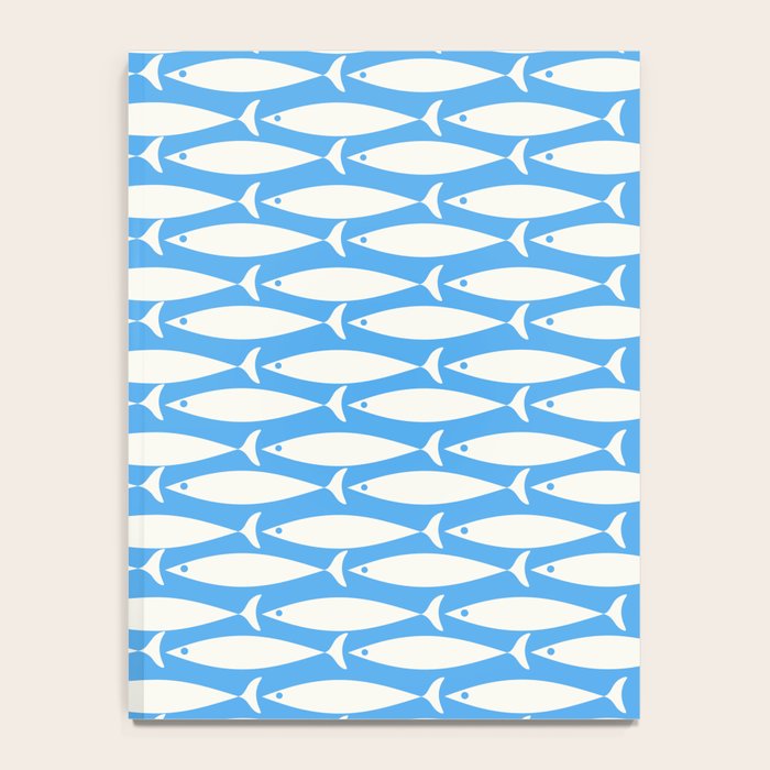 Coastal Fish Pattern in Bold Blue and White Notebook Gallery Image 4