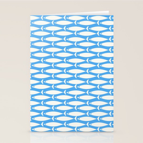 Coastal Fish Pattern in Bold Blue and White Stationery Card Gallery Image 1