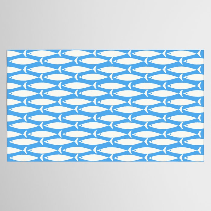 Coastal Fish Pattern in Bold Blue and White Tablecloth Gallery Image 2