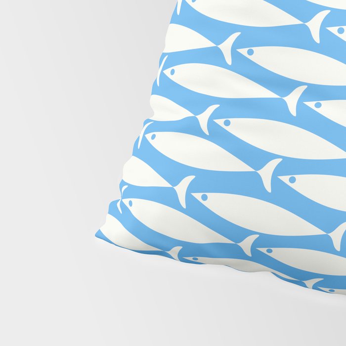 Coastal Fish Pattern in Bold Blue and White Pillow Sham Gallery Image 4