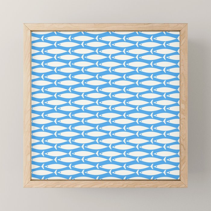 Coastal Fish Pattern in Bold Blue and White Mini Art Print Gallery Image 1