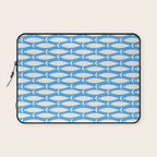 Coastal Fish Pattern in Bold Blue and White Laptop Sleeve Gallery Image 1