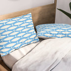 Coastal Fish Pattern in Bold Blue and White Pillow Sham Gallery Image 2