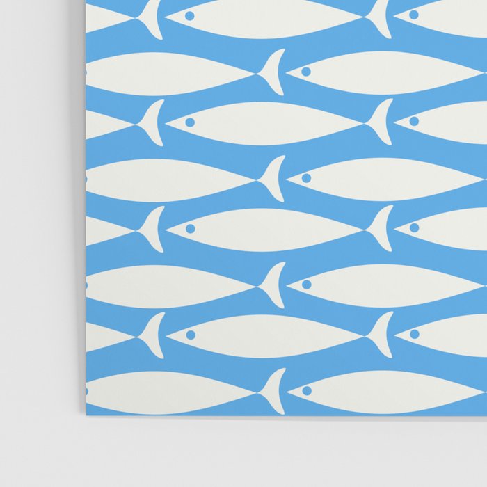 Coastal Fish Pattern in Bold Blue and White Poster Gallery Image 3