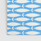 Coastal Fish Pattern in Bold Blue and White Poster Gallery Image 3