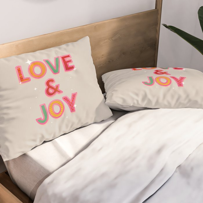 LOVE & JOY Festive Letters Pillow Sham Gallery Image 2