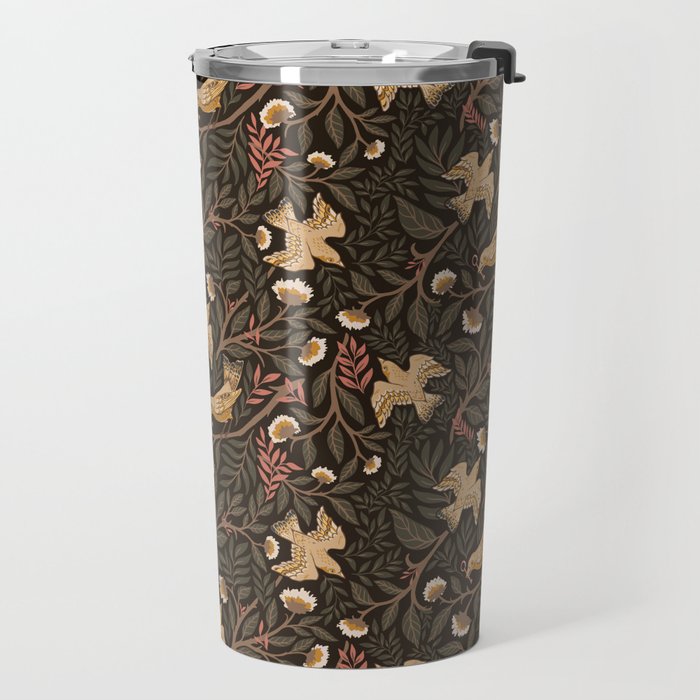 Secret Garden Spring Birds - Forest Green Travel Mug Gallery Image 2