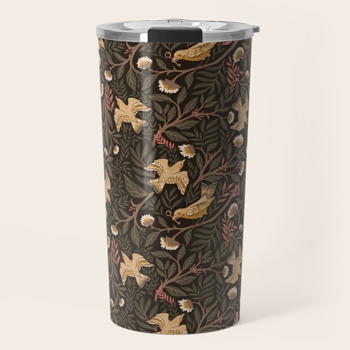 Secret Garden Spring Birds - Forest Green Travel Mug Gallery Image 1