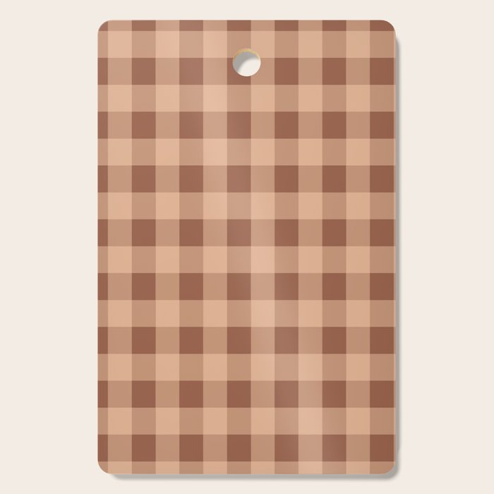 Gingham Large Brown Dark Light Tan Cutting Board Gallery Image 1