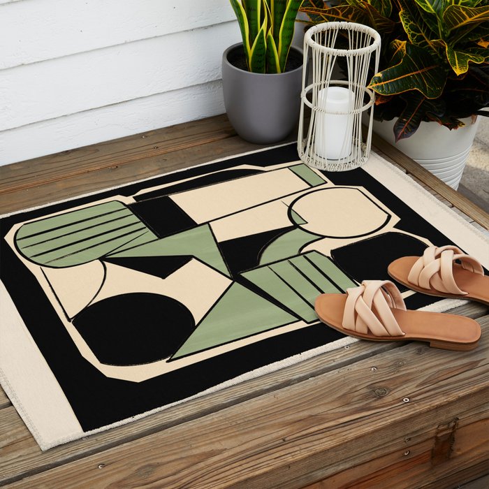 Abstract Line Shapes 11 Outdoor Rug Gallery Image 2