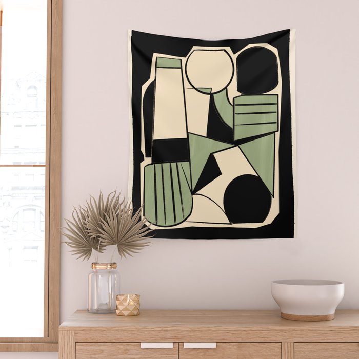 Abstract Line Shapes 11 Wall Tapestry Gallery Image 2