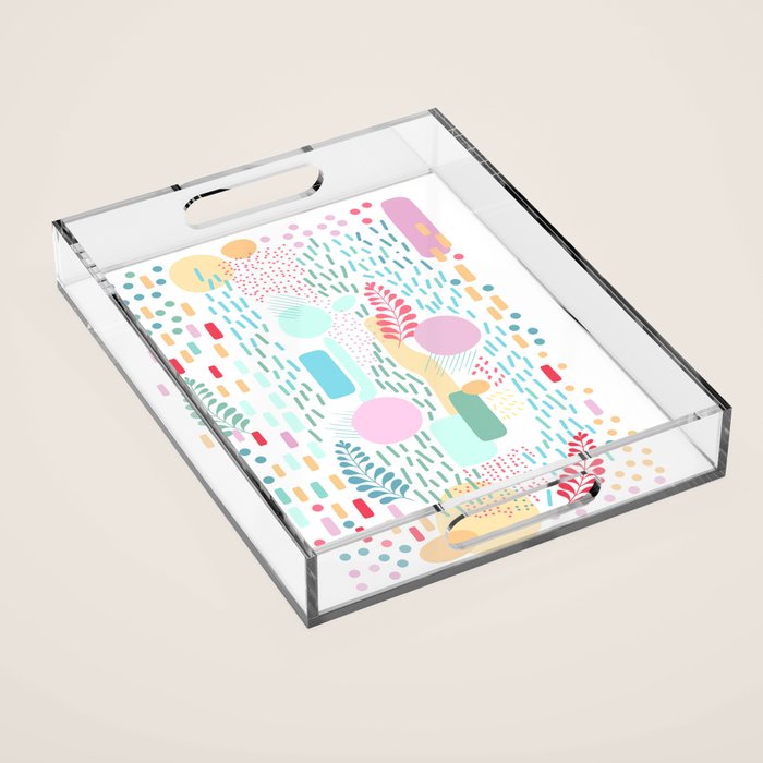 Abstract Nature - Colourful Doodle Pattern 3 Acrylic Tray Gallery Image 1