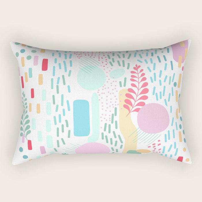 Abstract Nature - Colourful Doodle Pattern 3 Rectangular Pillow Gallery Image 2