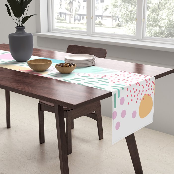 Abstract Nature - Colourful Doodle Pattern 3 Table Runner Gallery Image 2