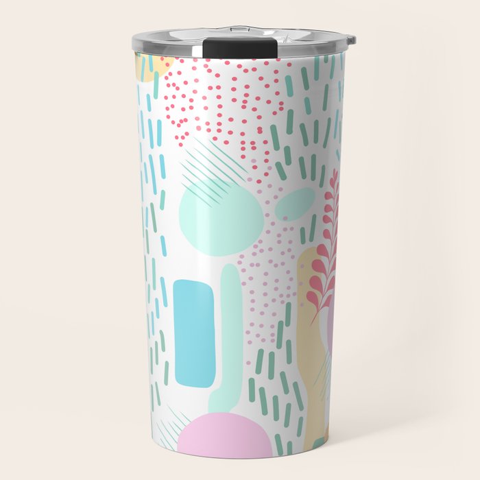 Abstract Nature - Colourful Doodle Pattern 3 Travel Mug Gallery Image 1
