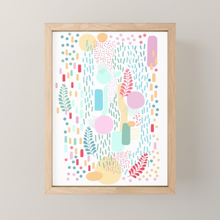 Abstract Nature - Colourful Doodle Pattern 3 Mini Art Print Gallery Image 1