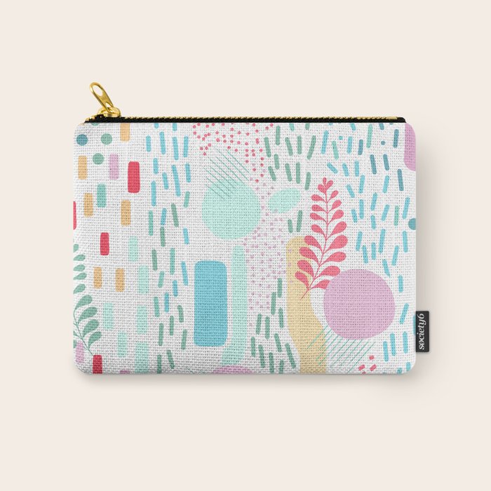 Abstract Nature - Colourful Doodle Pattern 3 Carry All Pouch Gallery Image 1