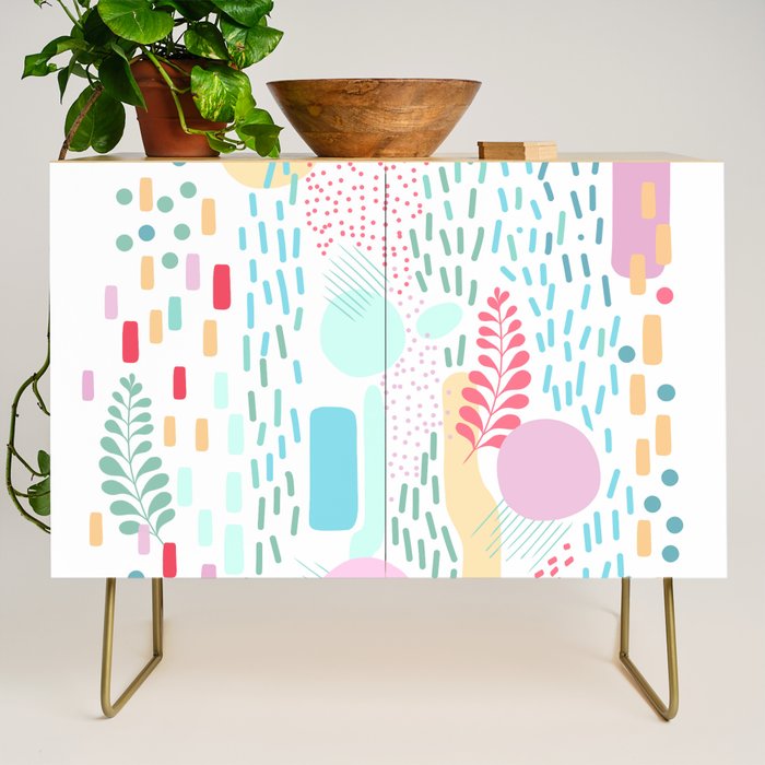 Abstract Nature - Colourful Doodle Pattern 3 Credenza Gallery Image 1