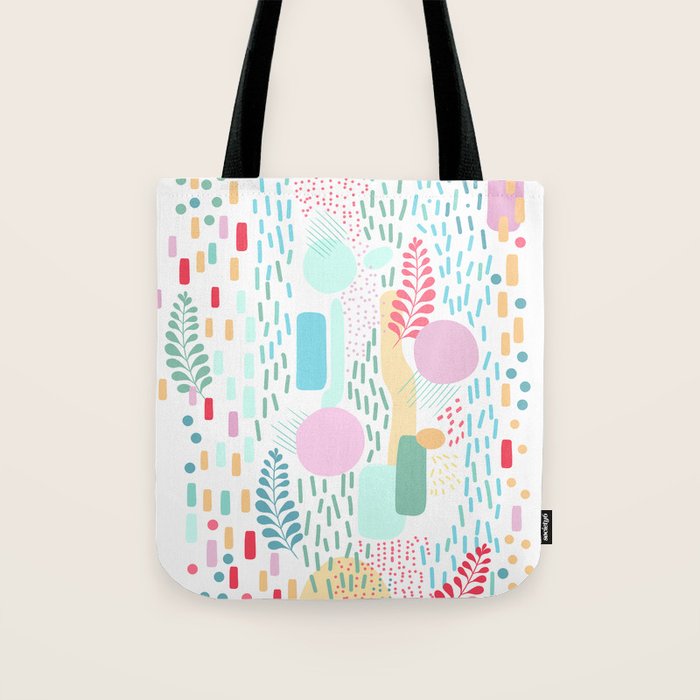 Abstract Nature - Colourful Doodle Pattern 3 Tote Bag Gallery Image 1