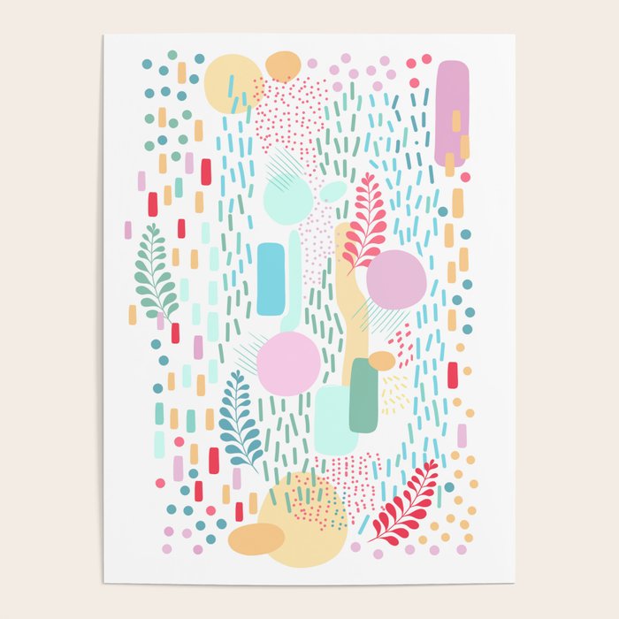 Abstract Nature - Colourful Doodle Pattern 3 Poster Gallery Image 4