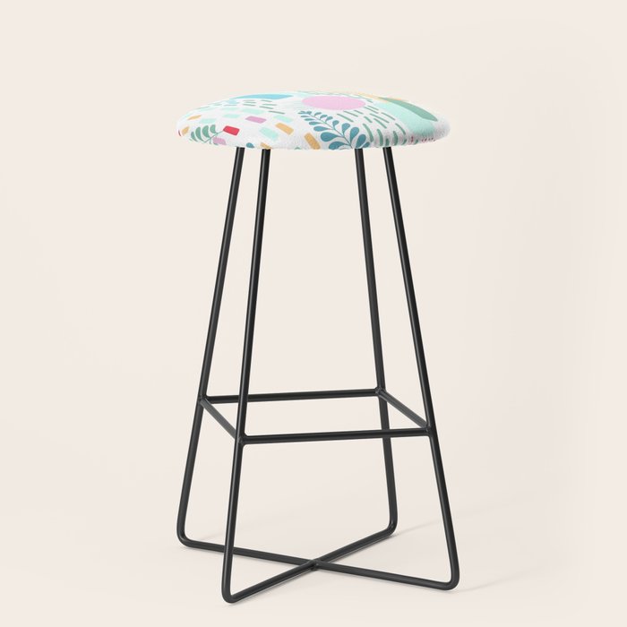 Abstract Nature - Colourful Doodle Pattern 3 Stool Gallery Image 1