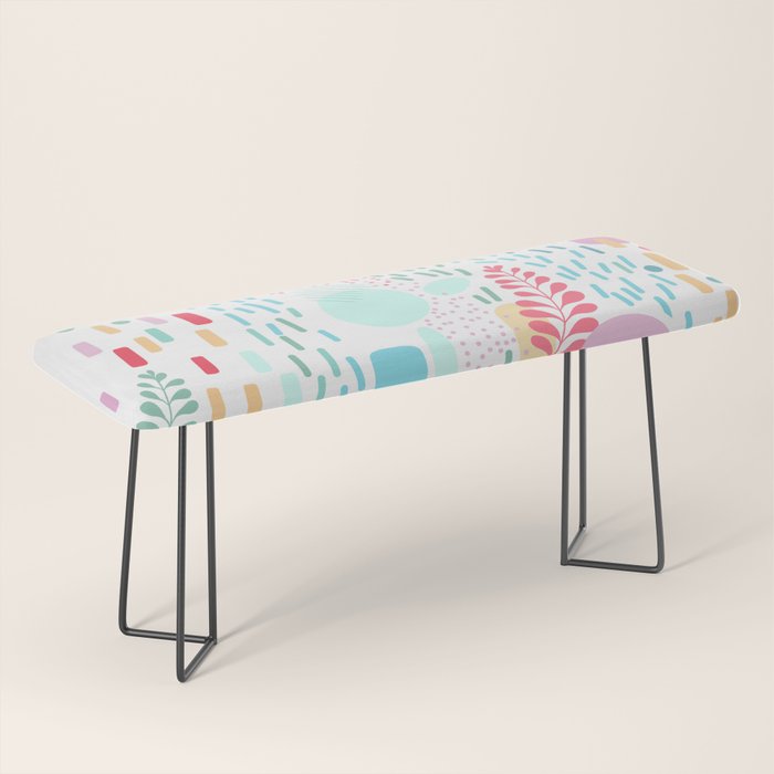 Abstract Nature - Colourful Doodle Pattern 3 Bench Gallery Image 1