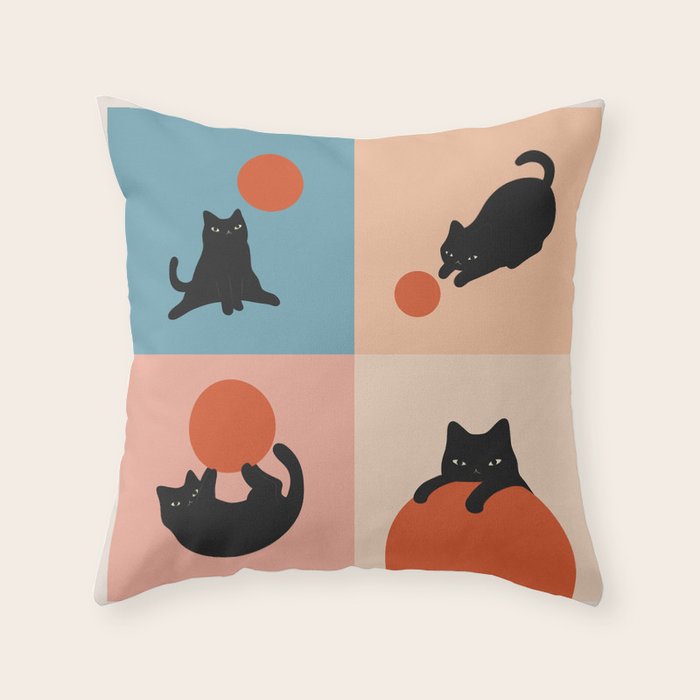 Cat and Sun 2x2 Throw Pillow Gallery Image 6
