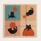 Cat and Sun 2x2 Wood Wall Art Gallery Image 1