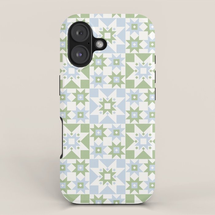 Quilt Shapes - Green and Blue iPhone Case Gallery Image 1