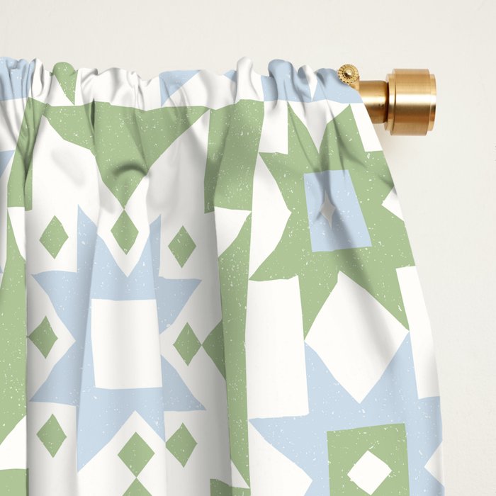 Quilt Shapes - Green and Blue Window Curtain Gallery Image 2
