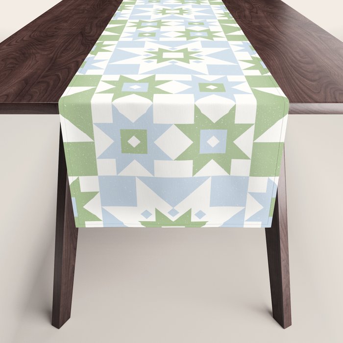 Quilt Shapes - Green and Blue Table Runner Gallery Image 1