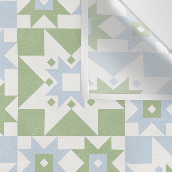 Quilt Shapes - Green and Blue Wall Tapestry Gallery Image 3