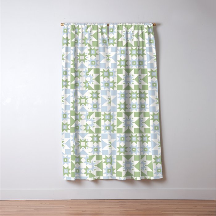 Quilt Shapes - Green and Blue Window Curtain Gallery Image 3