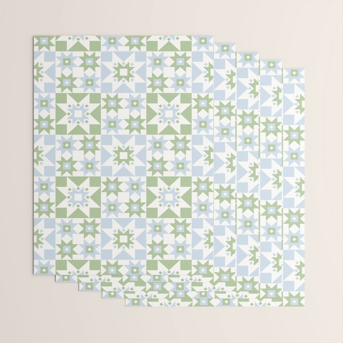 Quilt Shapes - Green and Blue Wrapping Paper Gallery Image 3