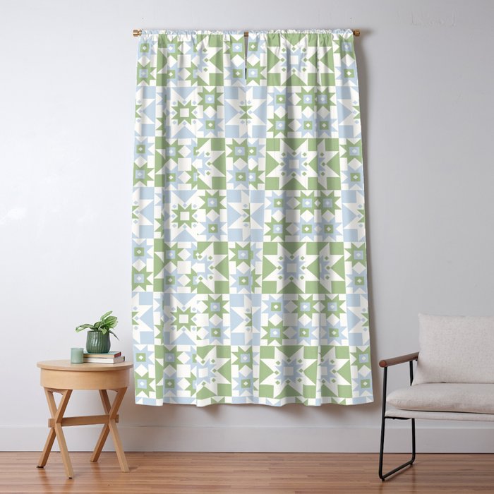 Quilt Shapes - Green and Blue Window Curtain Gallery Image 5