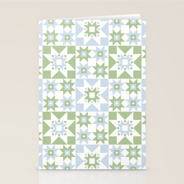 Quilt Shapes - Green and Blue Stationery Card Gallery Image 1