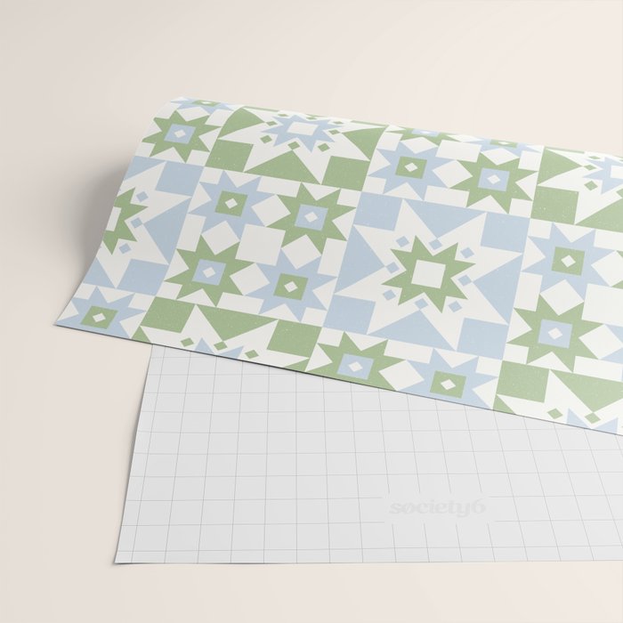 Quilt Shapes - Green and Blue Wrapping Paper Gallery Image 2